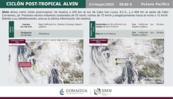Alvin se debilita pero amenaza con fuertes lluvias camino al norte de México