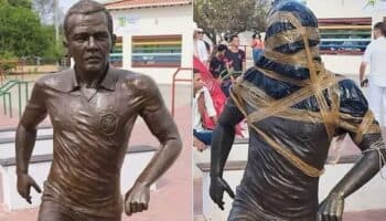 Vandalizan estatua de Dani Alves en Brasil