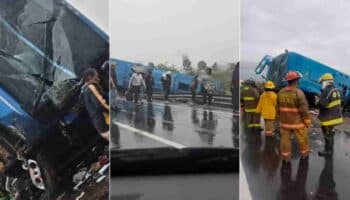 Video | Fuerte accidente en la Puebla-Atlixco; vuelca autobús con pasajeros