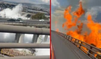 Videos | Terror desde lo alto de los puentes y dentro del transporte durante explosión de pipa en Iztapalapa